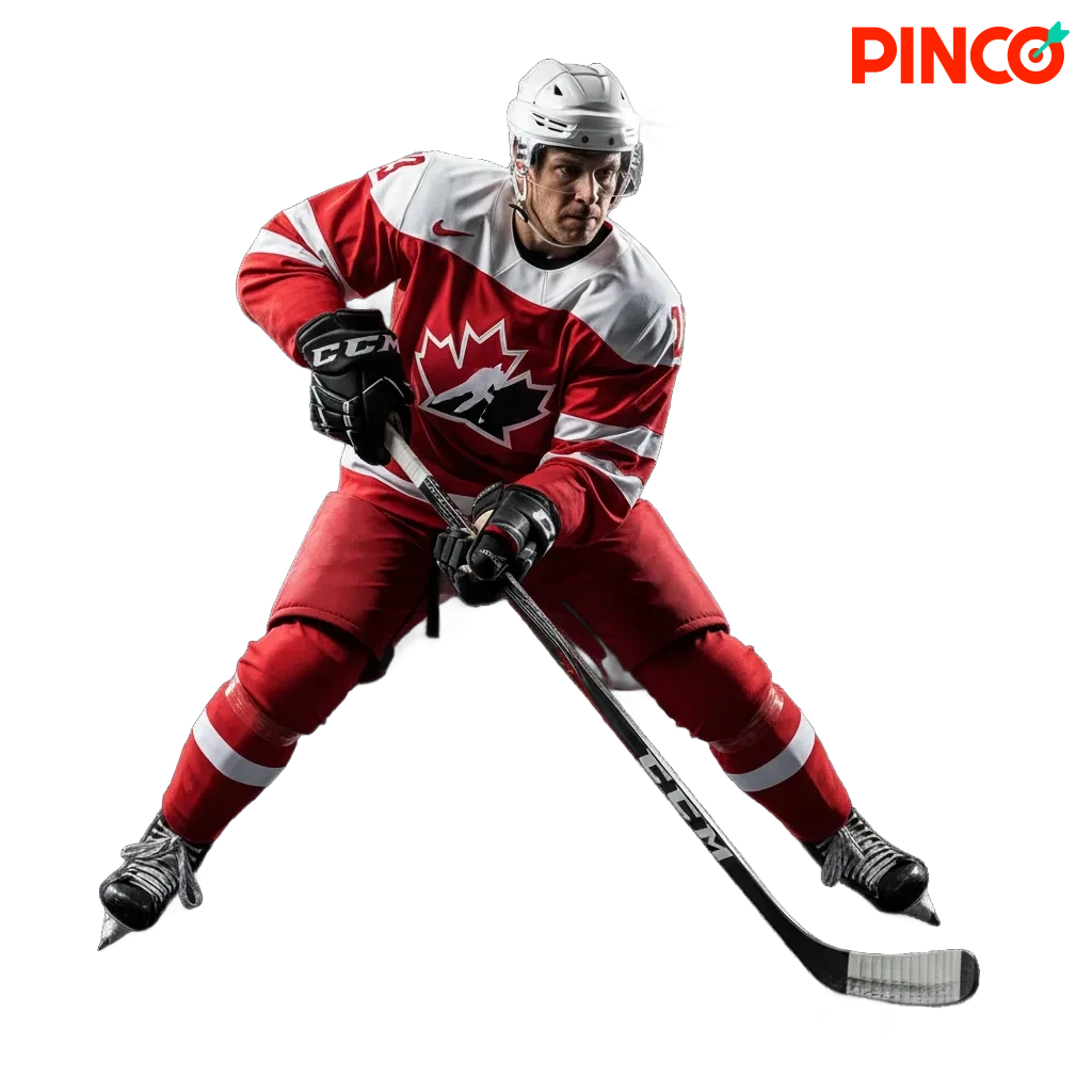 Pinco ice hockey betting in Canada: NHL, AHL, CHL, live odds, cash out, moneyline, puck line, totals, props, futures.