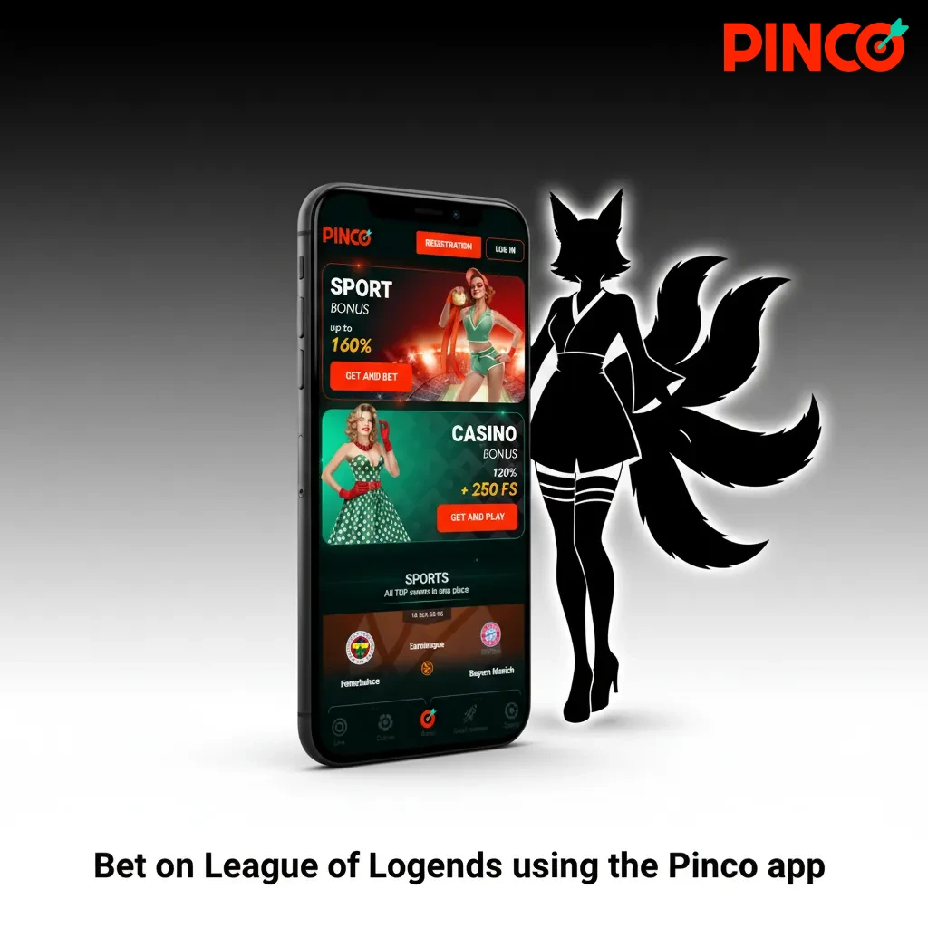 Mobile screen showing Pinco app with League of Legends live odds, quick bet slip, and cash out.