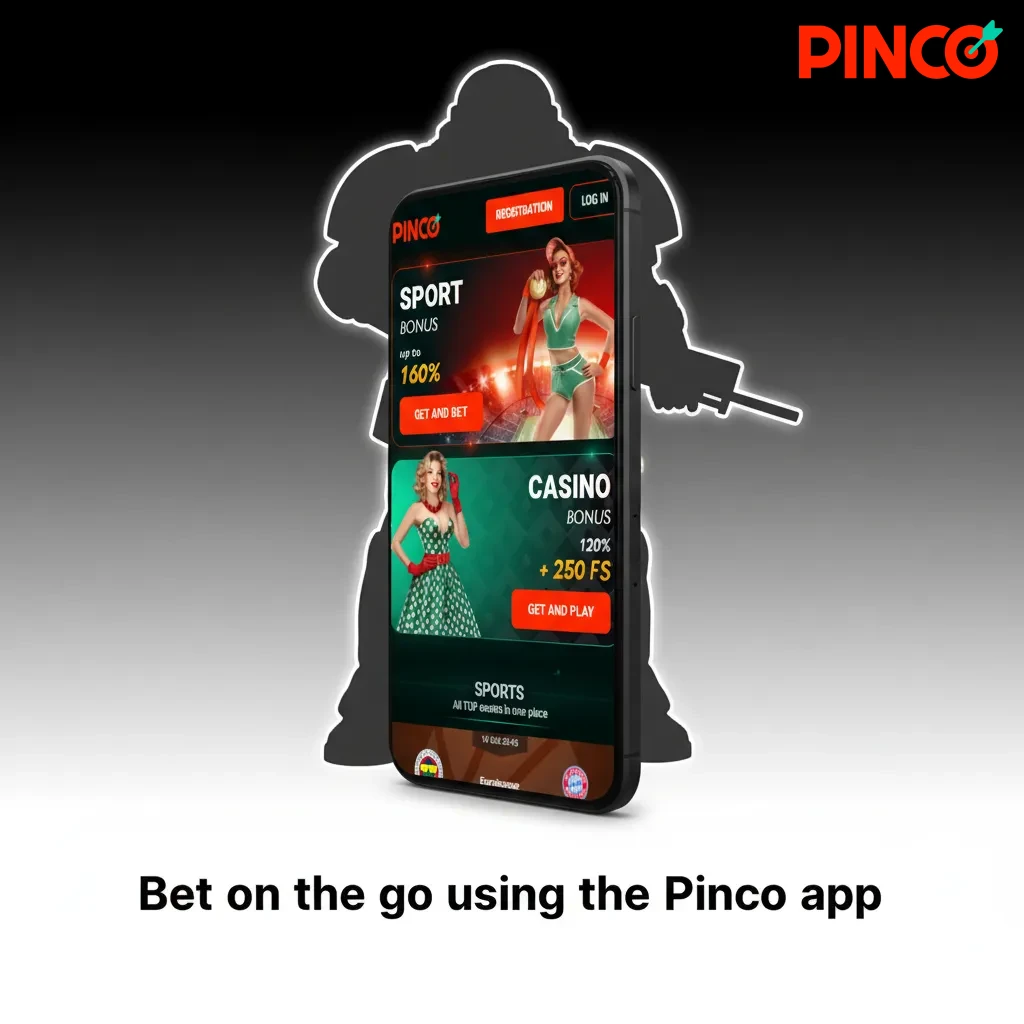 Phone displaying Pinco app with live SC2 odds and bet slip; bet on the go in Canada on iOS and Android.