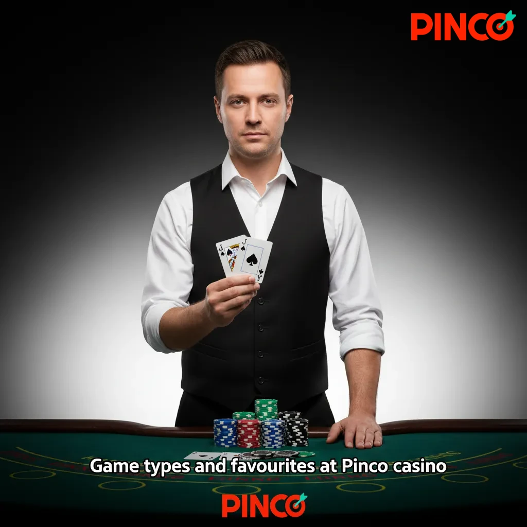 Overview of game types and favorites at Pinco Casino: Slots, Crash, Table, Jackpots, Instant Win, Video Poker with RTP shown