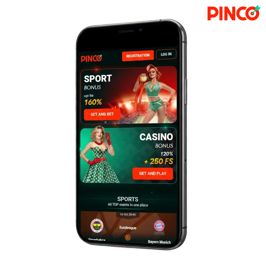 Get Pinco on Android & iOS in Canada; multilingual; Interac, Gigadat, Visa/Mastercard; bonus up to C$7,500 + 250 free spins.
