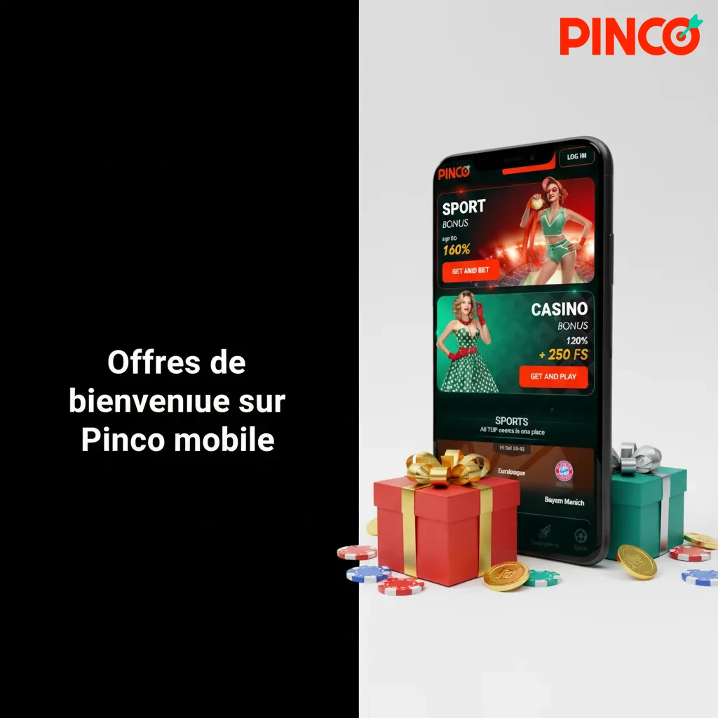 Offres de bienvenue Pinco mobile: jusqu'à 7 500 C$, 250 tours gratuits, promos paris sportifs. Activez dans la caisse.