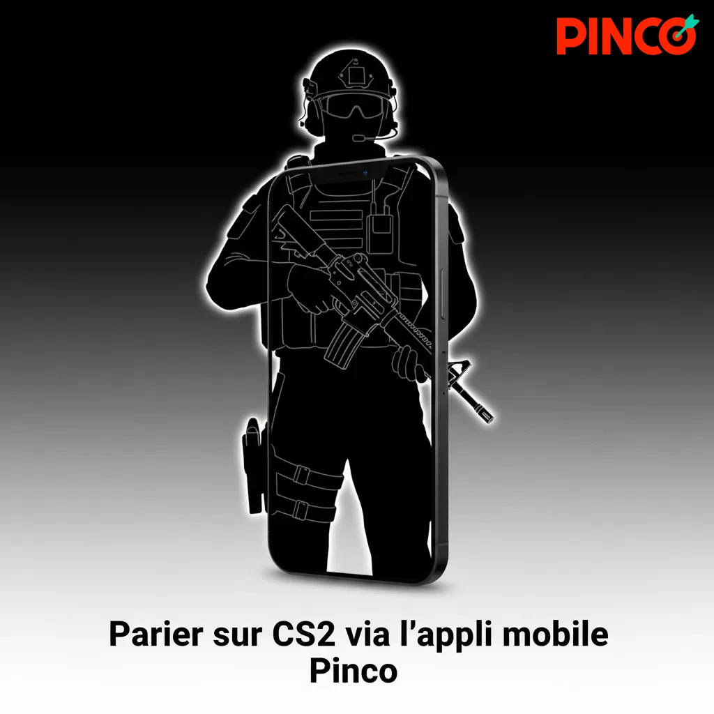 Smartphone affichant l’appli Pinco: paris CS2 en direct, tournois et marchés, interface iOS/Android au Canada.