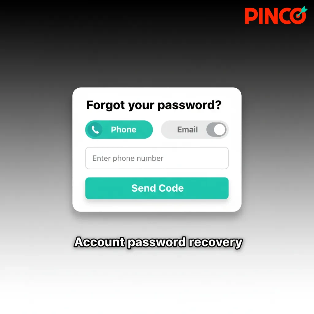 Account password recovery: Forgot Password link, enter email or phone, get email/SMS code, set new password.
