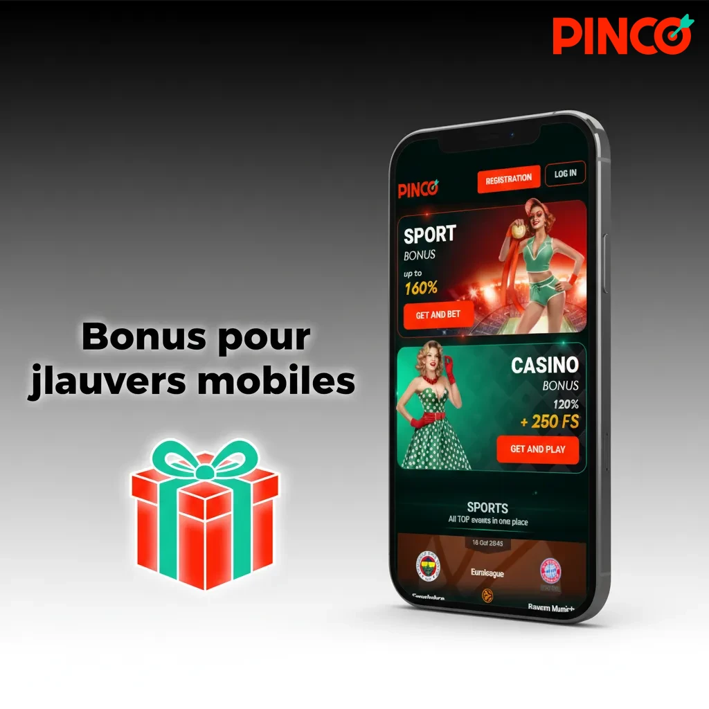 Écran mobile montrant bonus de bienvenue casino: C$7 500 + 250 tours gratuits, offres via l’app.