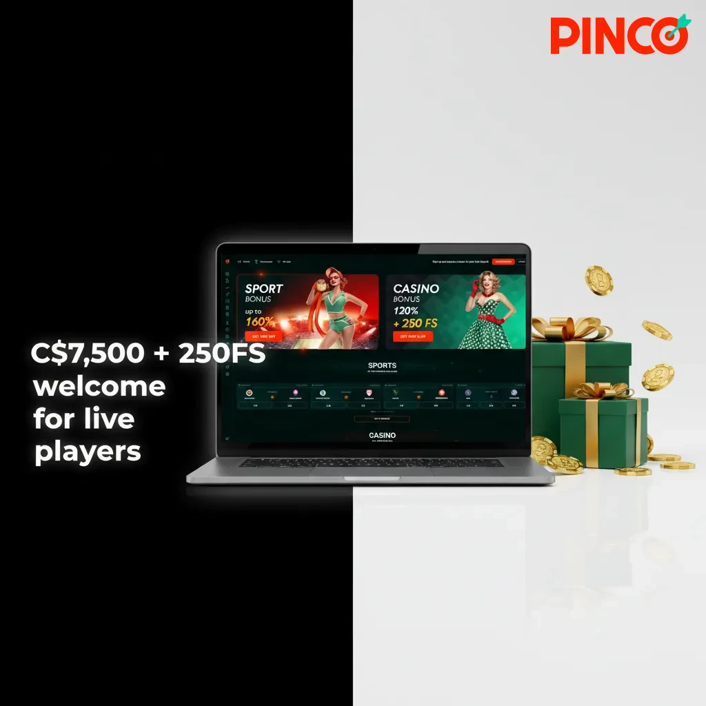 C$7,500 + 250 free spins welcome for live players in Canada at Pinco; casino and live casino offer. Terms apply.