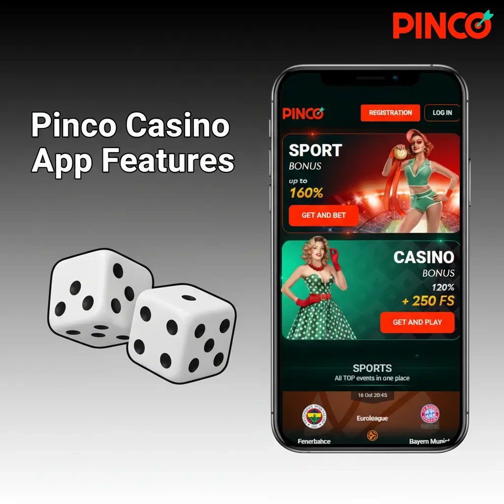 Pinco Casino app with slots, tables, live events, provider filters, Evolution dealers, Book of Dead, Sweet Bonanza.