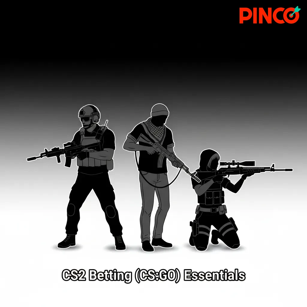 CS2 (CS:GO) betting essentials graphic showing match/map bets, live odds, CT/T stats, and majors like ESL, IEM, BLAST.