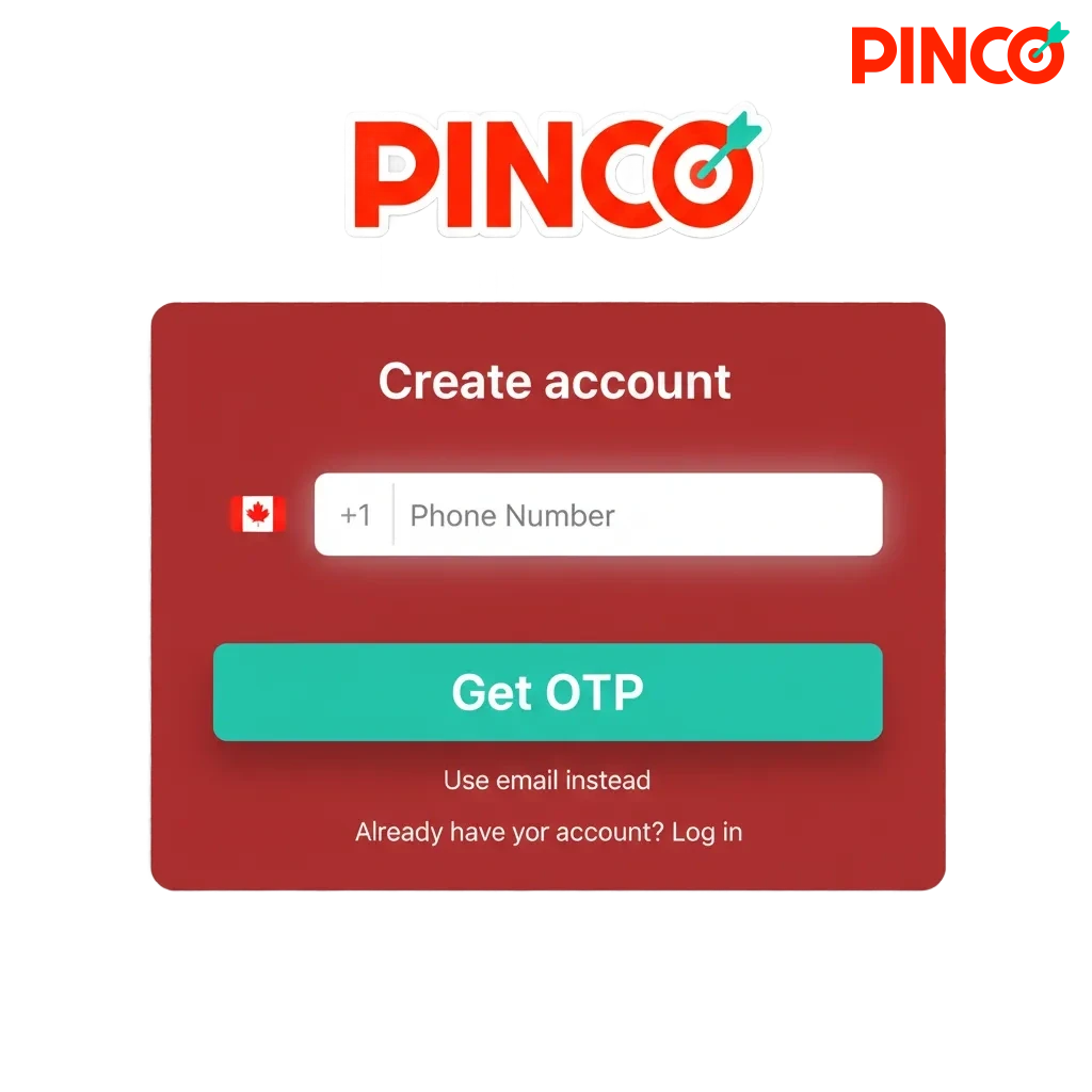 Start in Canada: Register, log in and verify for Pinco real-money casino & sports betting; bonus up to C$7,500 + 250FS.