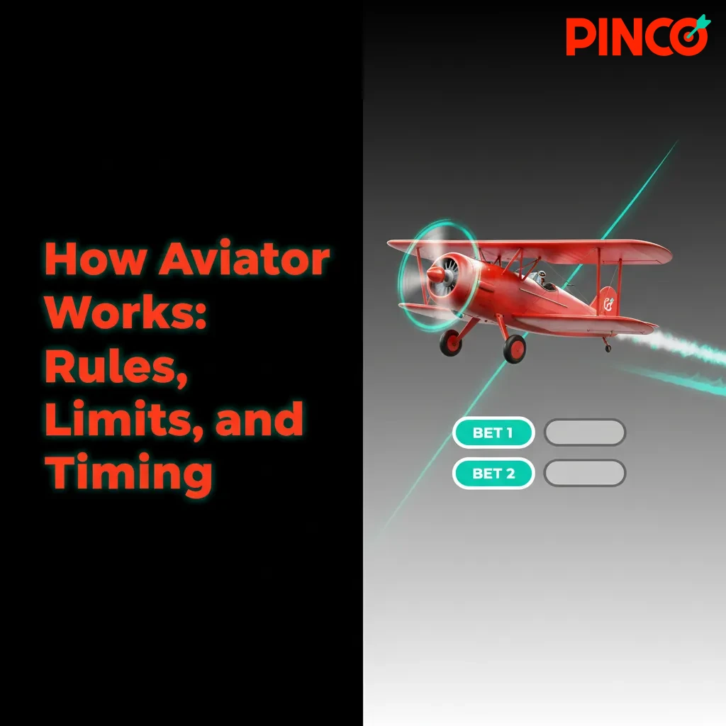 Diagram of Aviator: plane climbs with random multiplier; cash out, auto cash out, one or two bets, min C$0.10, demo access.