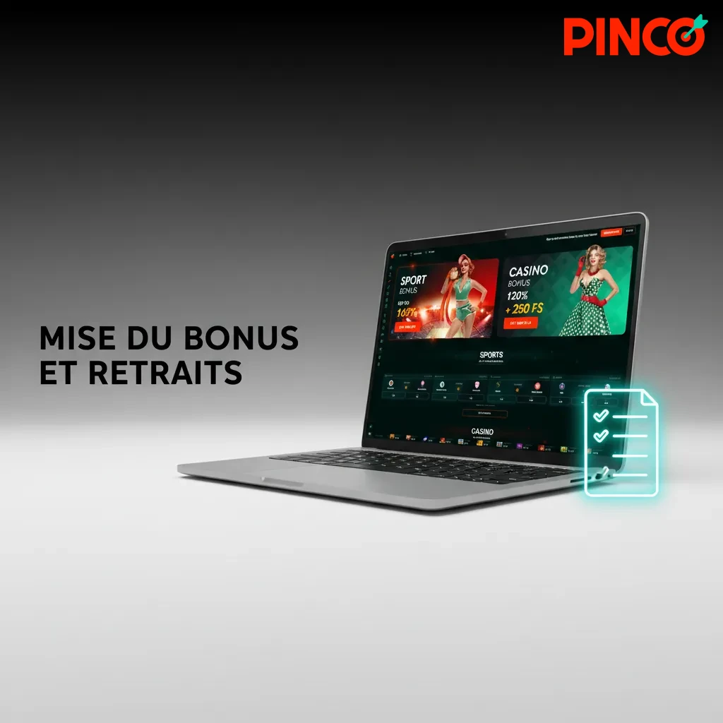 Infographie: règles de mise Pinco — bonus séparé, 35x en 14 j, mise max 5 C$, machines 100%, retrait anticipé annule gains.