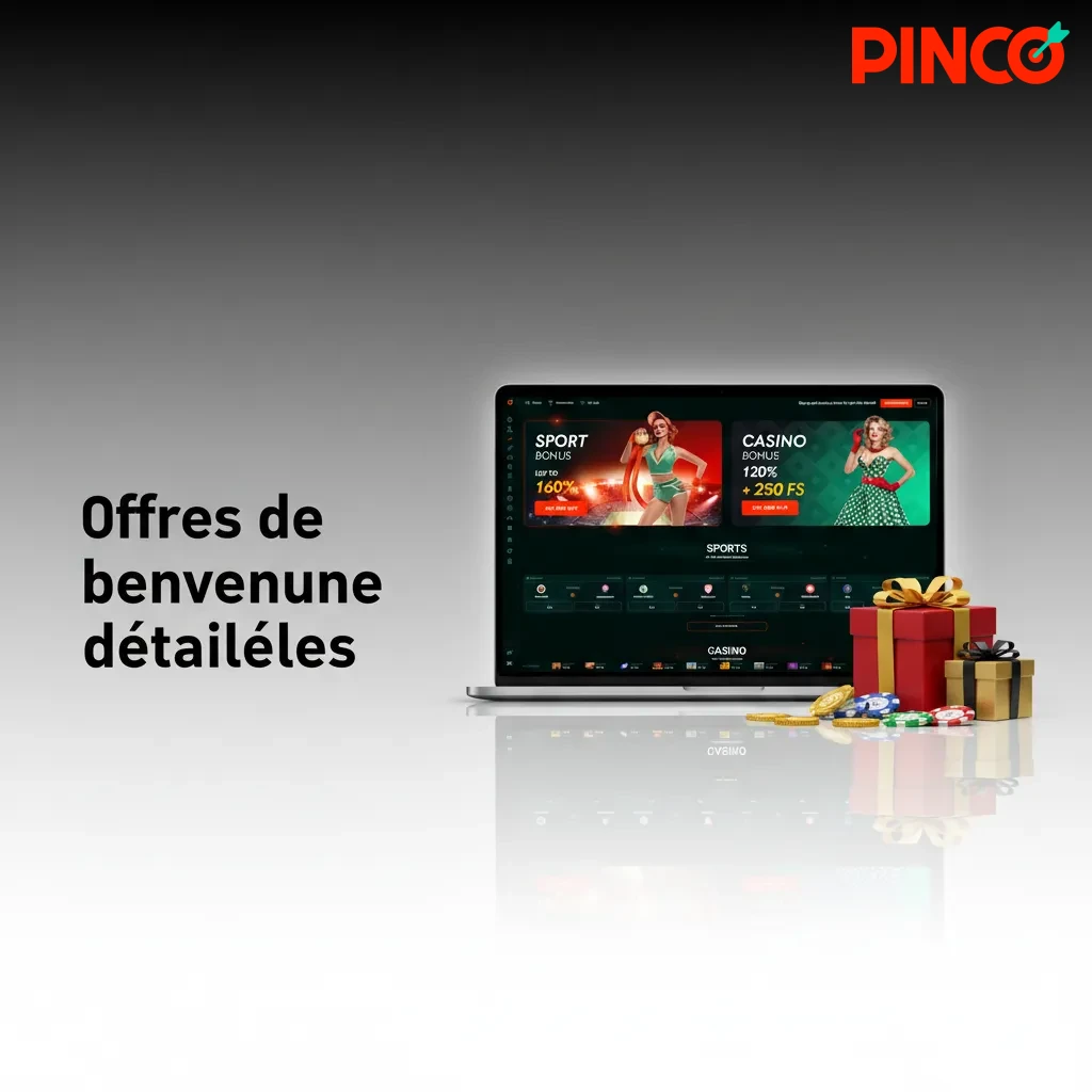 Offres de bienvenue détaillées par produit: casino 7 500 $ + 250 tours, paris 250 $, live 300 $, dépôt 20 $, 7 jours.