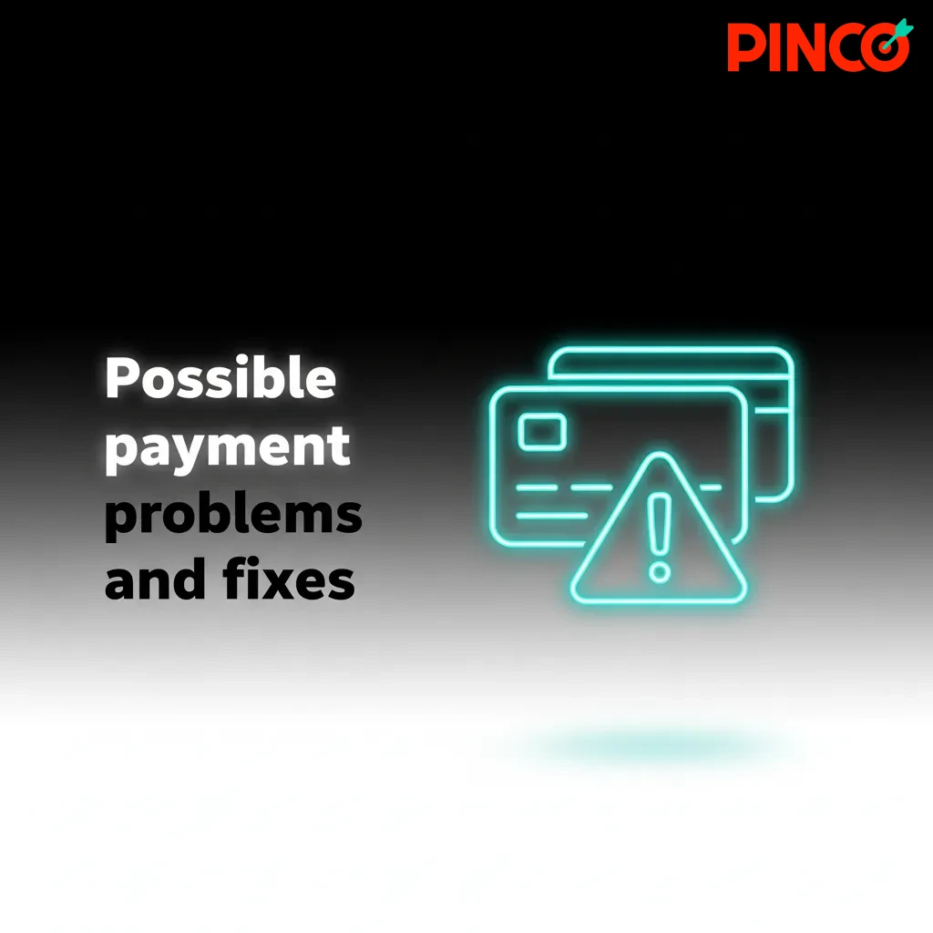 Infographic listing payment issues and fixes: card declined, pending Interac, mismatch details, limits, active bonus.