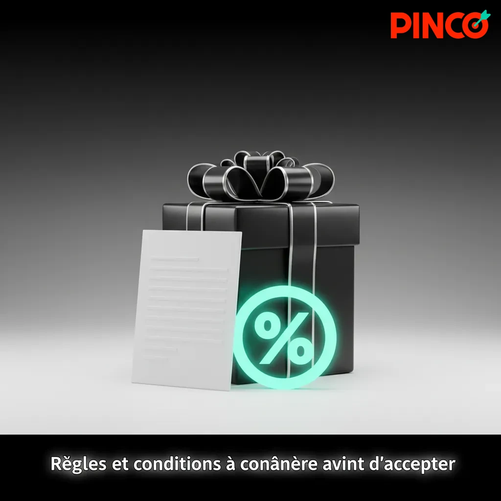 Panneau des règles bonus Pinco: éligibilité, dépôt min 20 C$, délai 14 j, mise max 7,50 C$, plafond gains 500 C$.