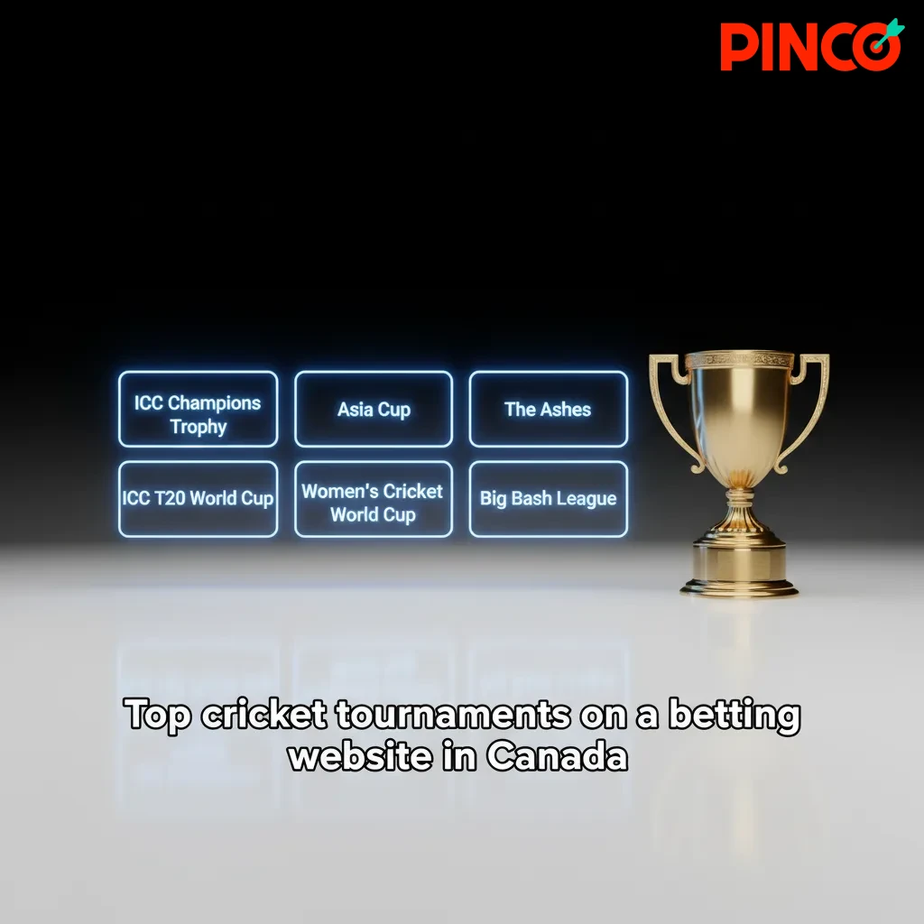 Canadian betting site showing top cricket tournaments: World Cup, T20 WC, Ashes, IPL, BBL, PSL, GT20 Canada, live odds.