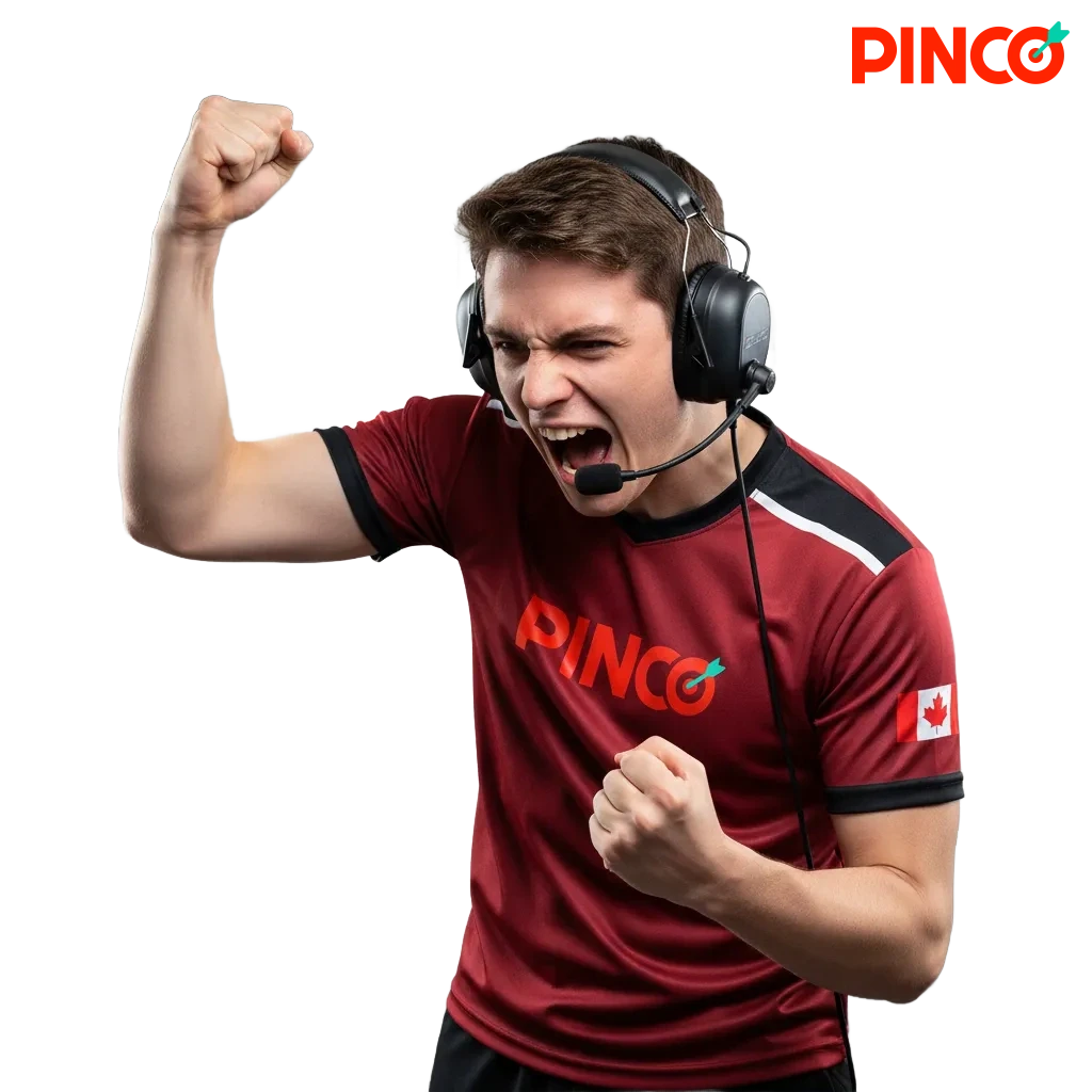 Bannière Pinco: paris eSports au Canada, bonus C$7,500 + 250FS, app mobile, mises pré-match et en direct.