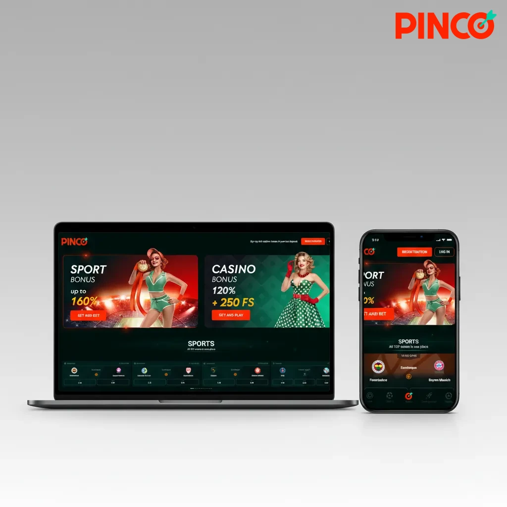 Pinco fast navigation UI: top bar with Sports, Live, Casino, Live Casino, eSports; clean layout for quick betting in Canada.