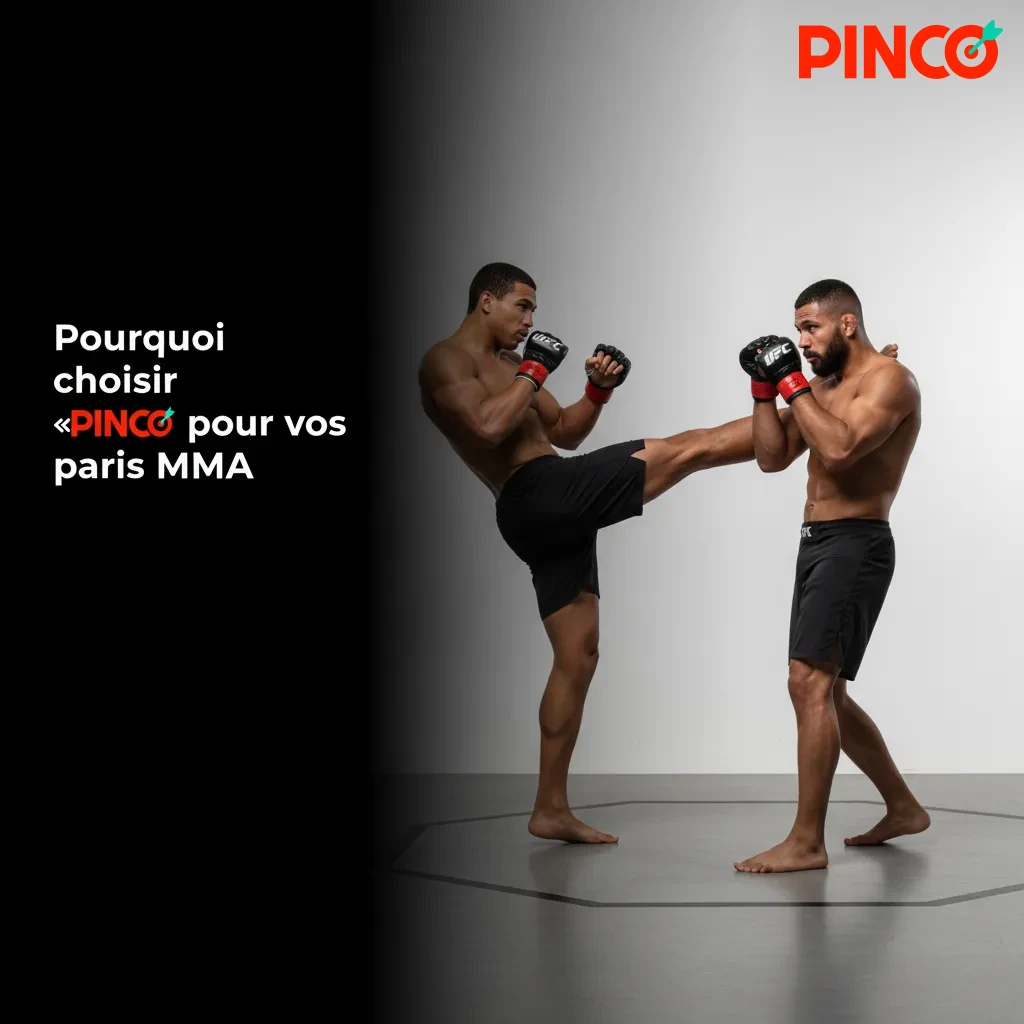 Infographie Pinco paris MMA: marchés complets, cotes live, cash out, combinés, paiements séc., jeu responsable, support FR/EN