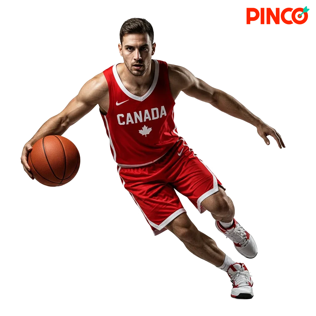 Start here: Pinco Canada betting banner with sports icons, slots, live tables, 24/7 betting and responsible play reminder
