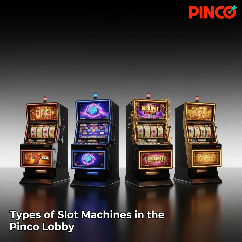 Pinco Lobby slot types: Classic, Video, Megaways, Progressive jackpots, Hold & Win, Cluster Pays. 4,200+ games, demo & real.