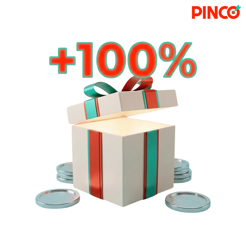 Pinco welcome bonus offer for Canadian players showing 120% casino bonus and 160% sports betting bonus options