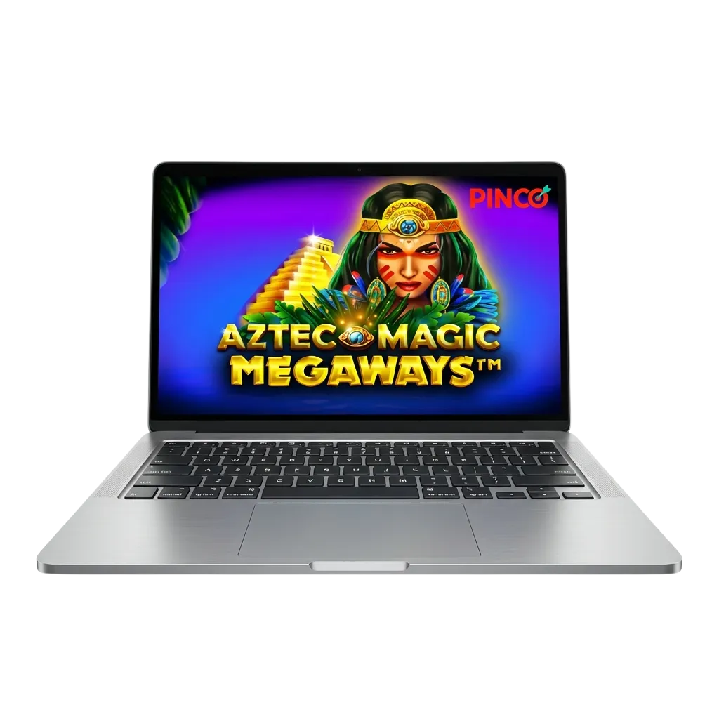 Aztec-themed slot game interface showing Megaways reels with ancient symbols and cascading win mechanics at Pinco Casino