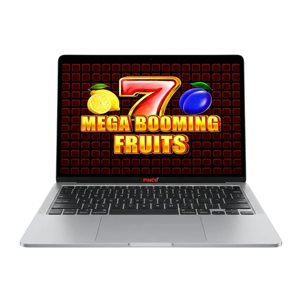 Mega Booming Fruits slot game interface with colorful fruit symbols and high RTP gameplay at Pinco Casino Canada