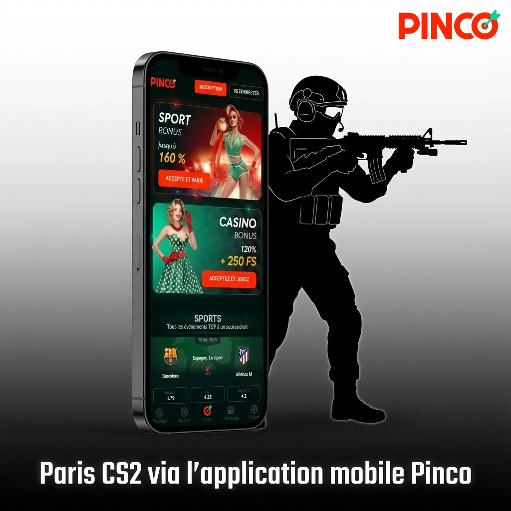 Pinco mobile app interface showing CS2 betting options with live odds and team statistics on smartphone screen