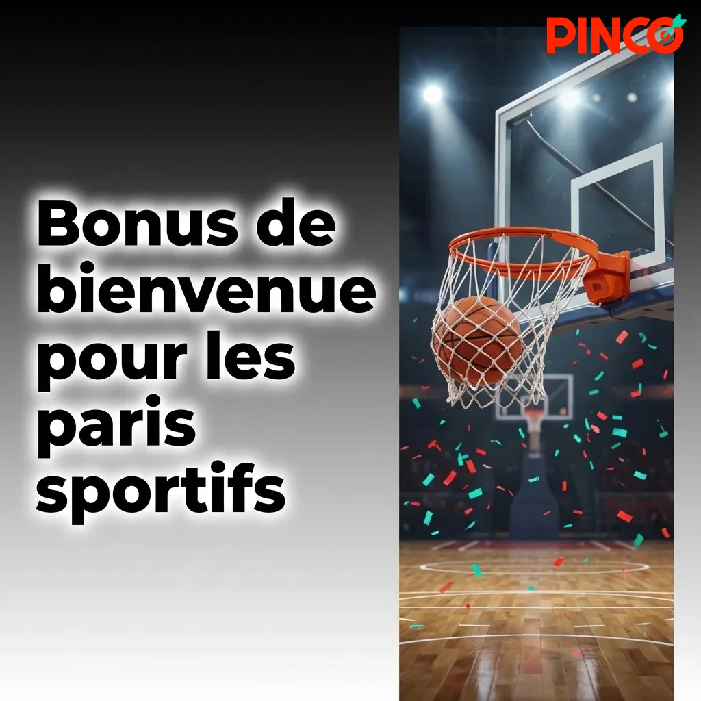 Bonus de bienvenue pour paris sportifs avec ballon de basketball et icône de dépôt sur interface de pari en ligne