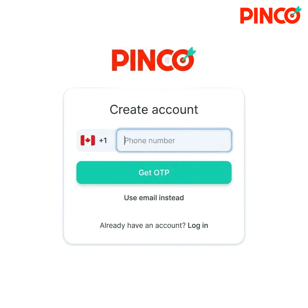 Casino account registration and login page offering welcome bonuses for new Canadian players