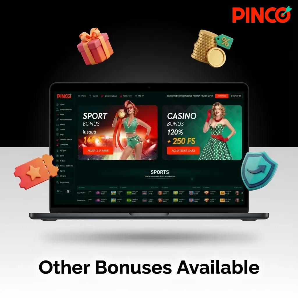 Casino promotions including reload bonus, cashback program, free spins, sports betting boost, and VIP rewards display