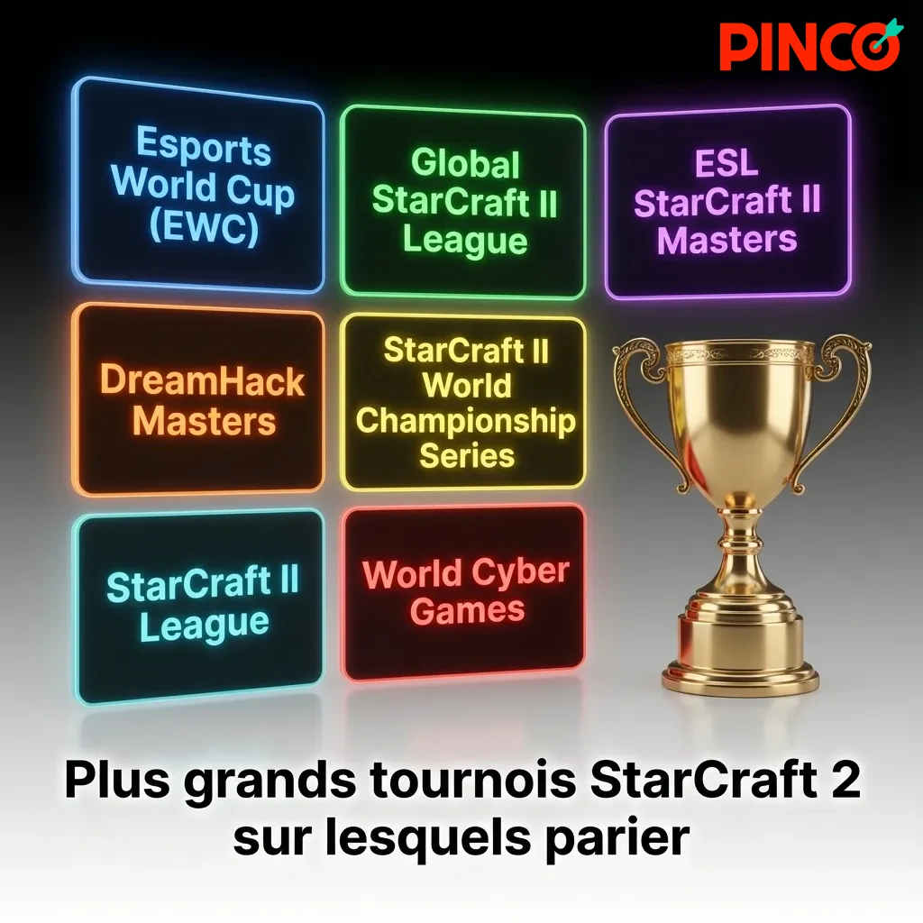 Major StarCraft II tournament logos including GSL, ESL Pro Tour, DreamHack, and IEM Katowice for esports betting