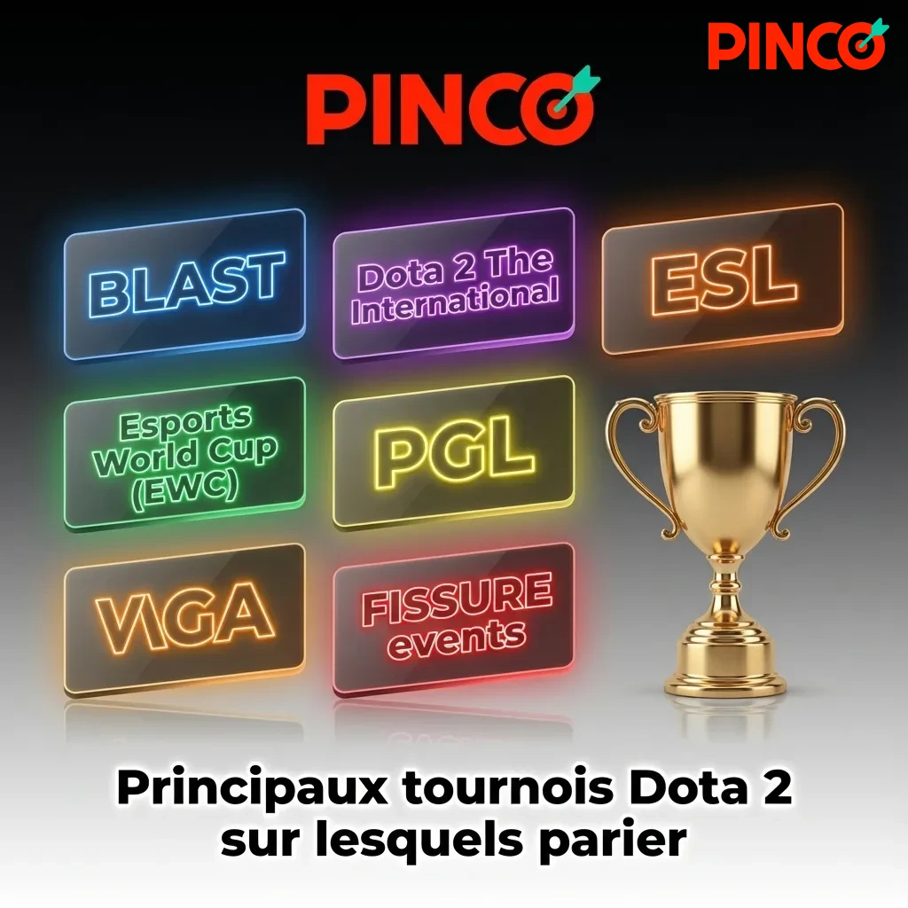 Dota 2 championship trophy with team logos representing major esports tournaments and competitive gaming events