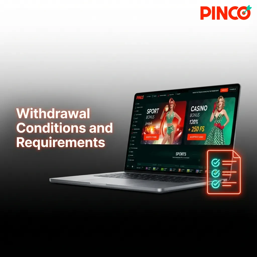 Checklist showing withdrawal conditions: verification, wagering, payment methods, processing times, and payout limits for Canada