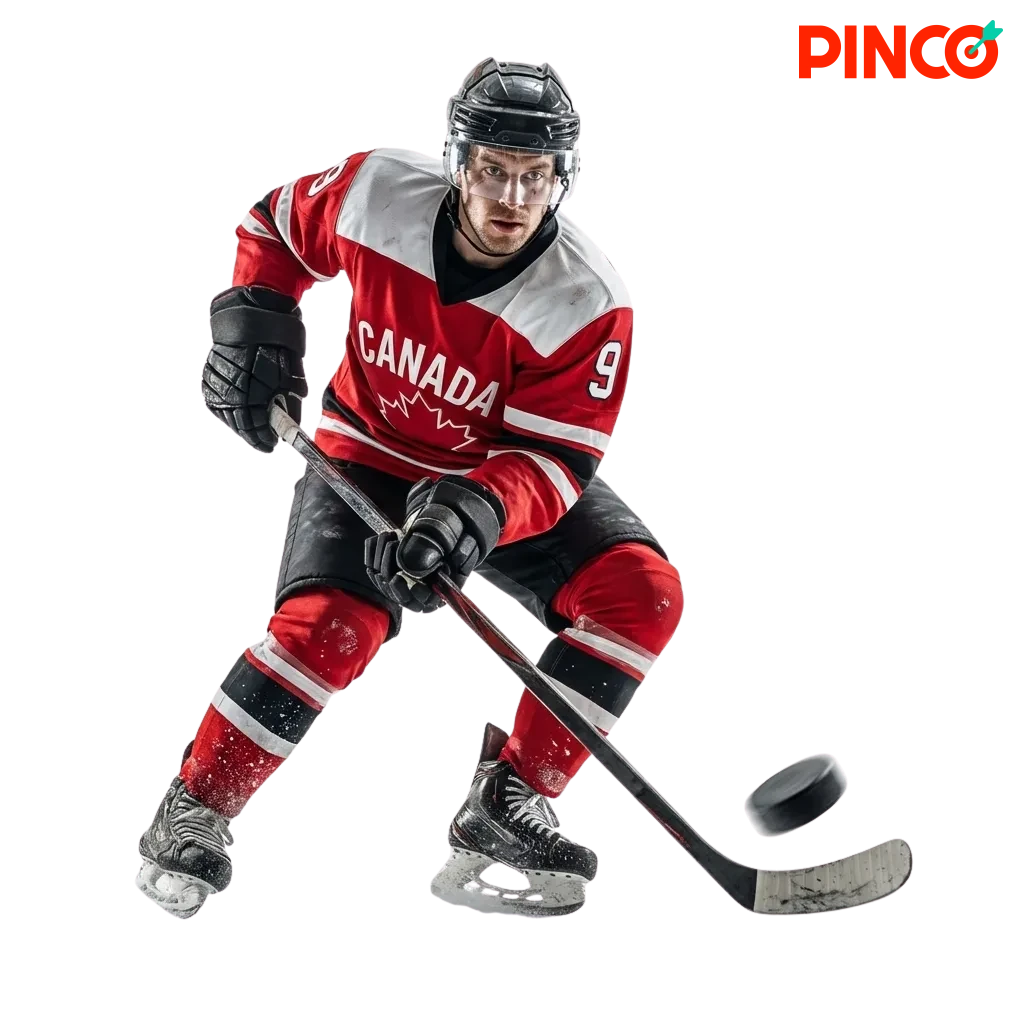 Pinco Casino Canada homepage showing sports betting, live casino games, and mobile app with welcome bonus offers.