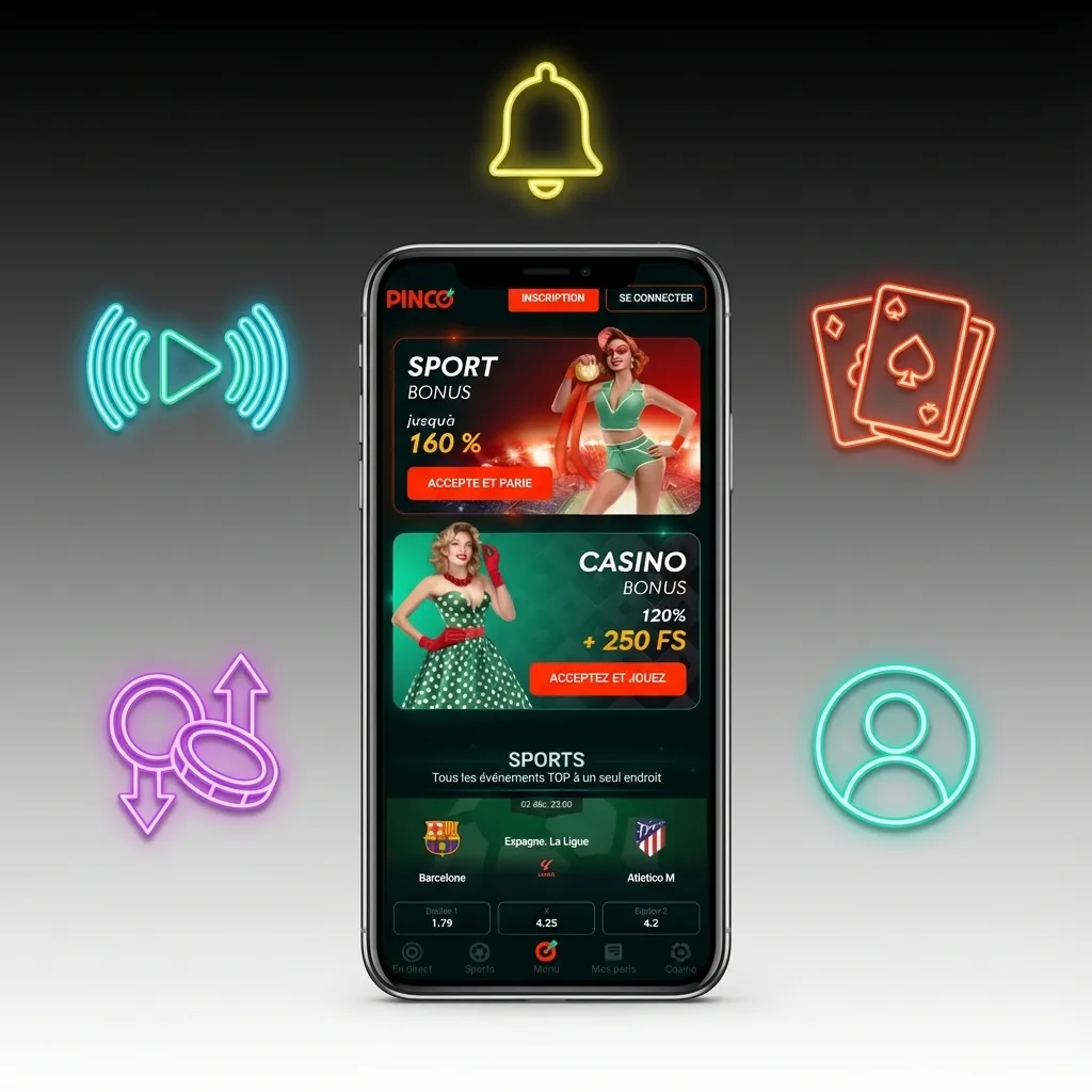 Pinco mobile app features for Canadian players including local payments, bonuses, games, sports betting, and support